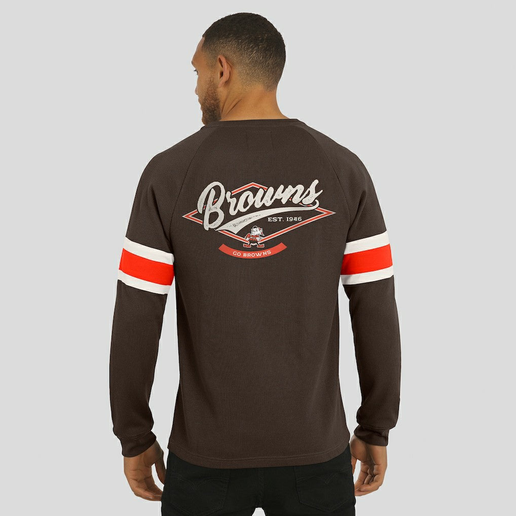 Cleveland Browns Darius Rucker Collection Waffle-Knit Raglan Long Sleeve Henley T-Shirt Brown - Fanatics