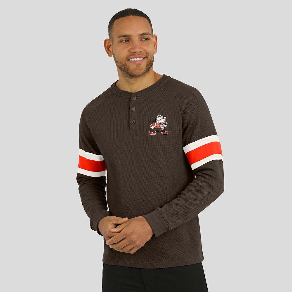 Cleveland Browns Darius Rucker Collection Waffle-Knit Raglan Long Sleeve Henley T-Shirt Brown - Fanatics