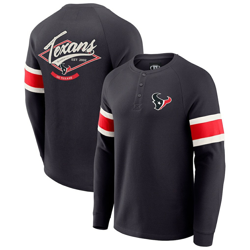 Houston Texans Darius Rucker Collection Waffle-Knit Raglan Long Sleeve Henley T-Shirt Navy - Fanatics