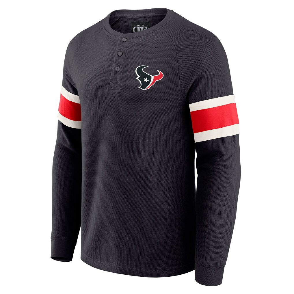 Houston Texans Darius Rucker Collection Waffle-Knit Raglan Long Sleeve Henley T-Shirt Navy - Fanatics