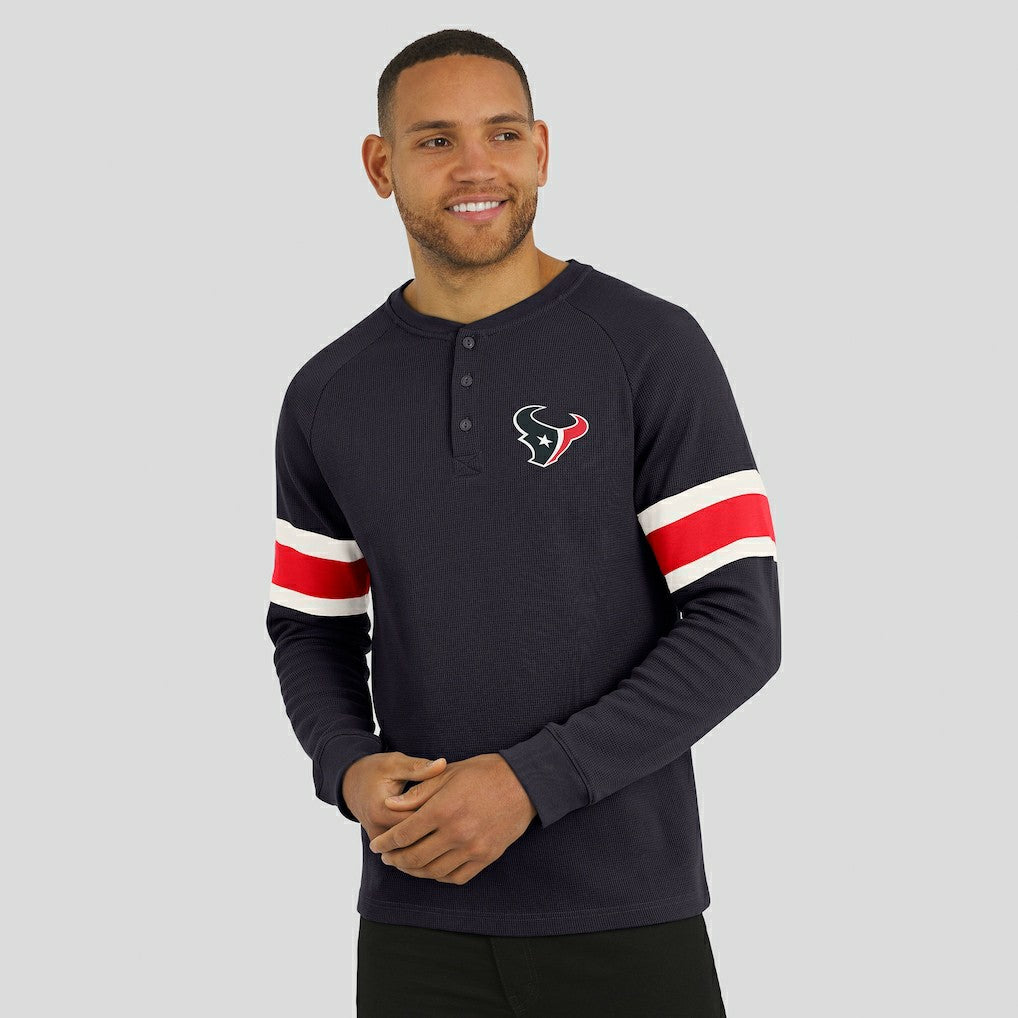 Houston Texans Darius Rucker Collection Waffle-Knit Raglan Long Sleeve Henley T-Shirt Navy - Fanatics