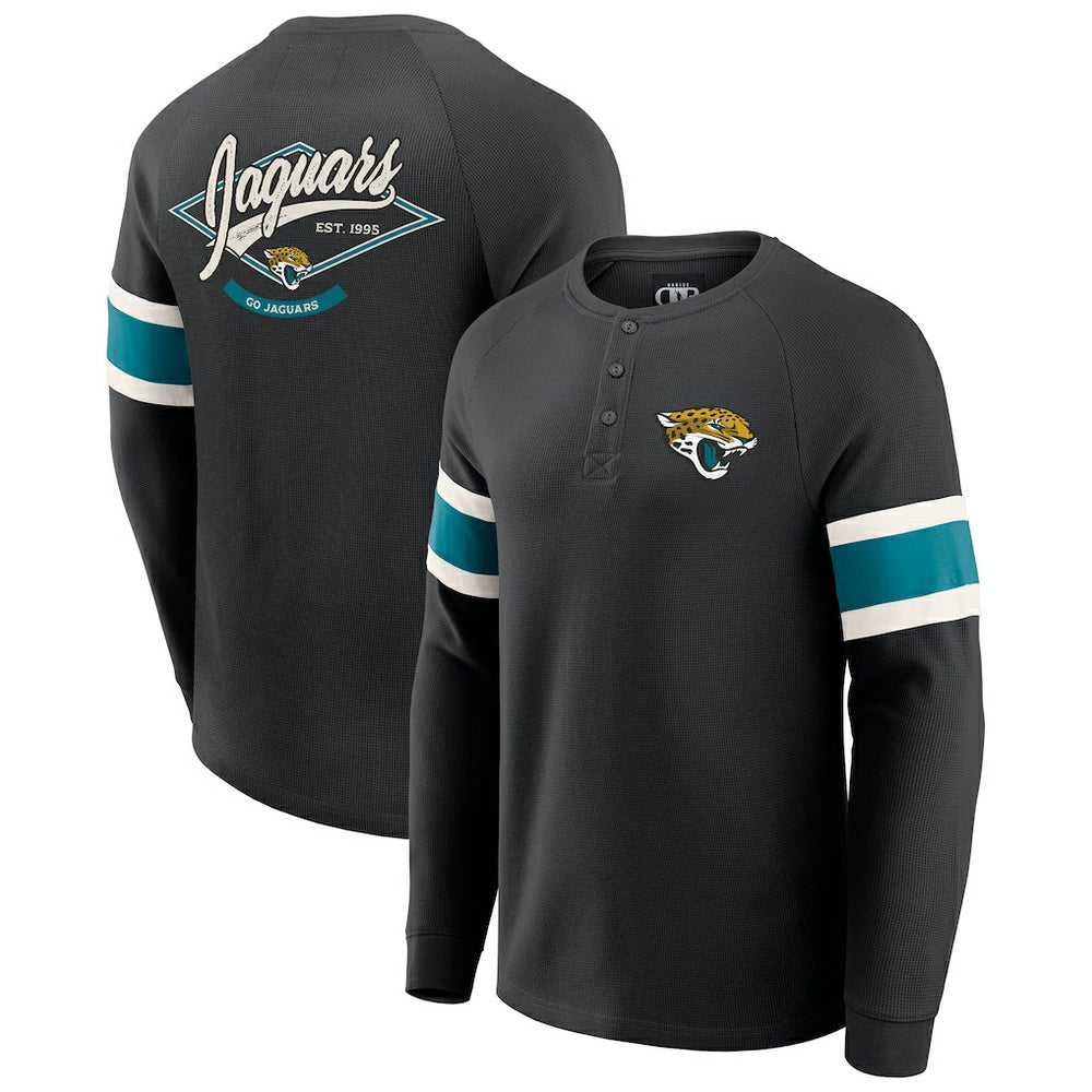 Jacksonville Jaguars Darius Rucker Collection Waffle-Knit Raglan Long Sleeve Henley T-Shirt Black - Fanatics