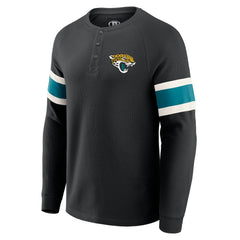 Jacksonville Jaguars Darius Rucker Collection Waffle-Knit Raglan Long Sleeve Henley T-Shirt Black - Fanatics