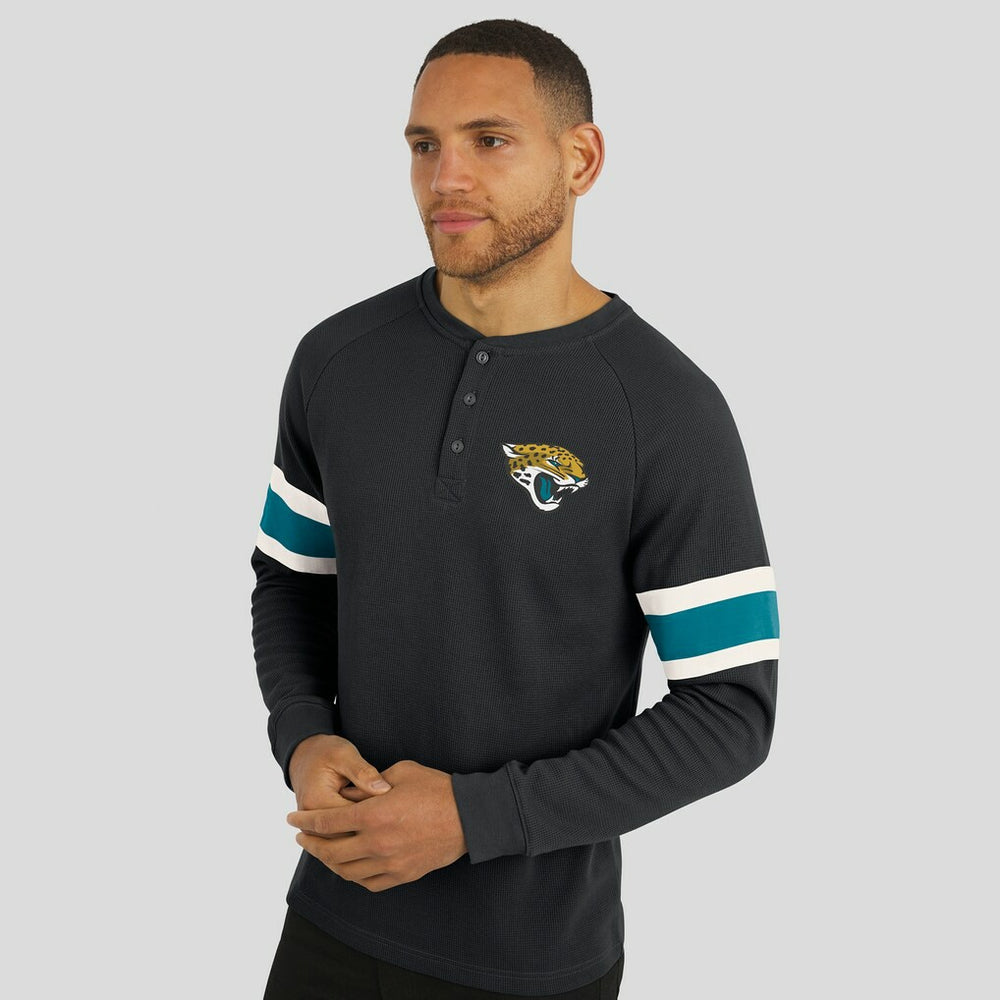 Jacksonville Jaguars Darius Rucker Collection Waffle-Knit Raglan Long Sleeve Henley T-Shirt Black - Fanatics