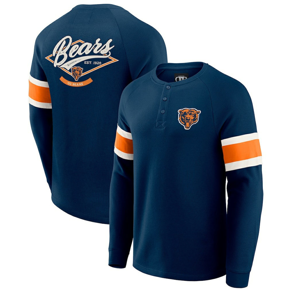 Chicago Bears Darius Rucker Collection Waffle-Knit Raglan Long Sleeve Henley T-Shirt Navy - Fanatics