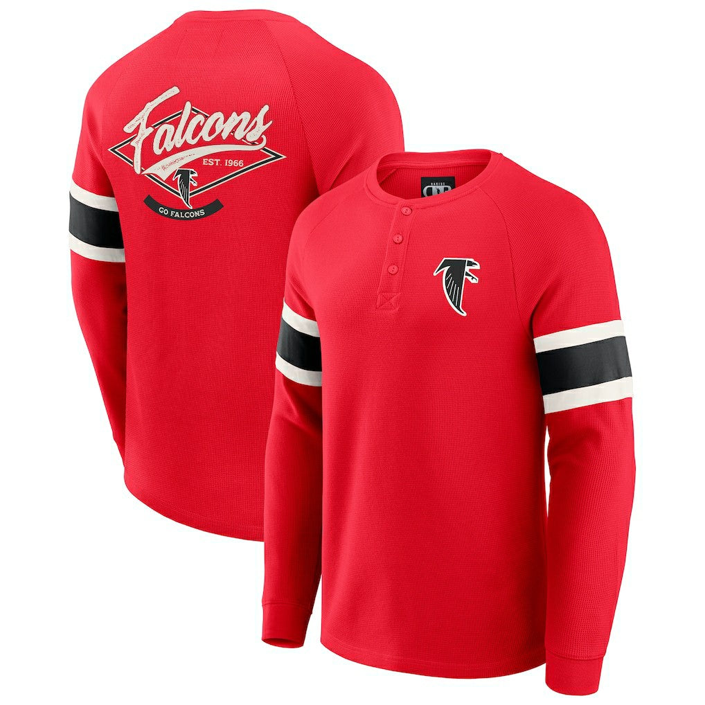Atlanta Falcons Darius Rucker Collection Waffle-Knit Raglan Long Sleeve Henley T-Shirt Red - Fanatics