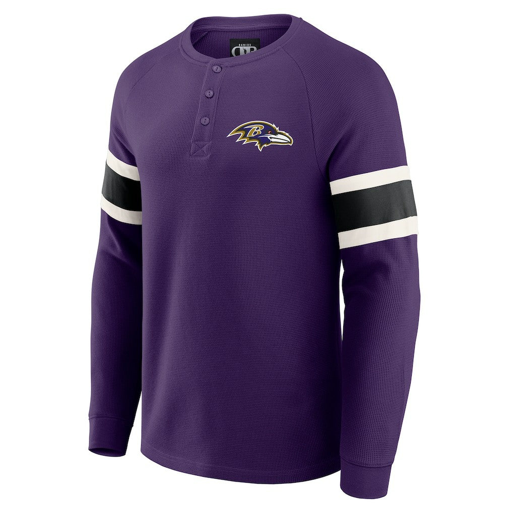 Baltimore Ravens Darius Rucker Collection Waffle-Knit Raglan Long Sleeve Henley T-Shirt Purple - Fanatics