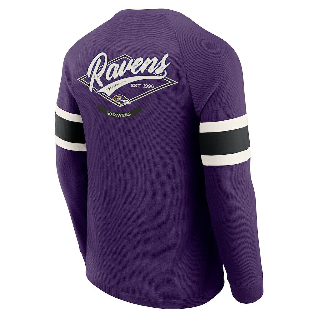 Baltimore Ravens Darius Rucker Collection Waffle-Knit Raglan Long Sleeve Henley T-Shirt Purple - Fanatics