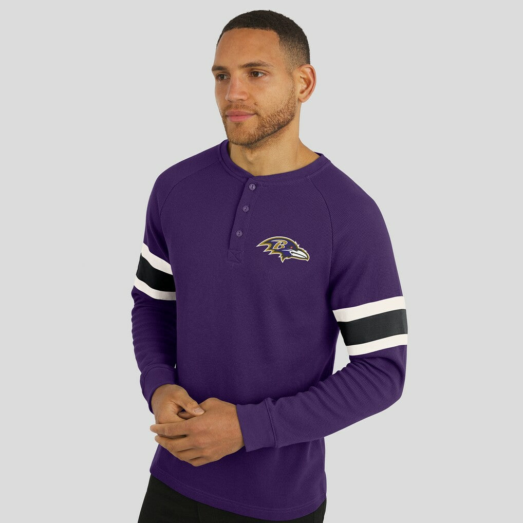 Baltimore Ravens Darius Rucker Collection Waffle-Knit Raglan Long Sleeve Henley T-Shirt Purple - Fanatics