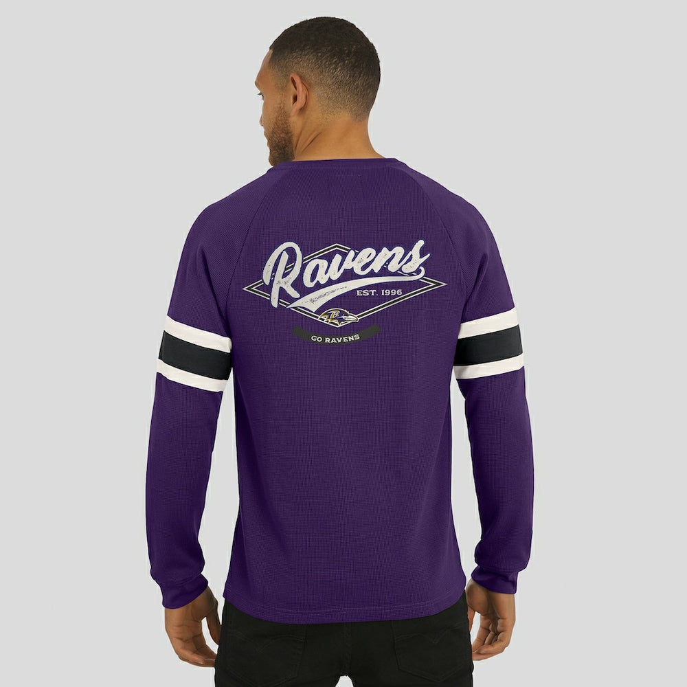 Baltimore Ravens Darius Rucker Collection Waffle-Knit Raglan Long Sleeve Henley T-Shirt Purple - Fanatics