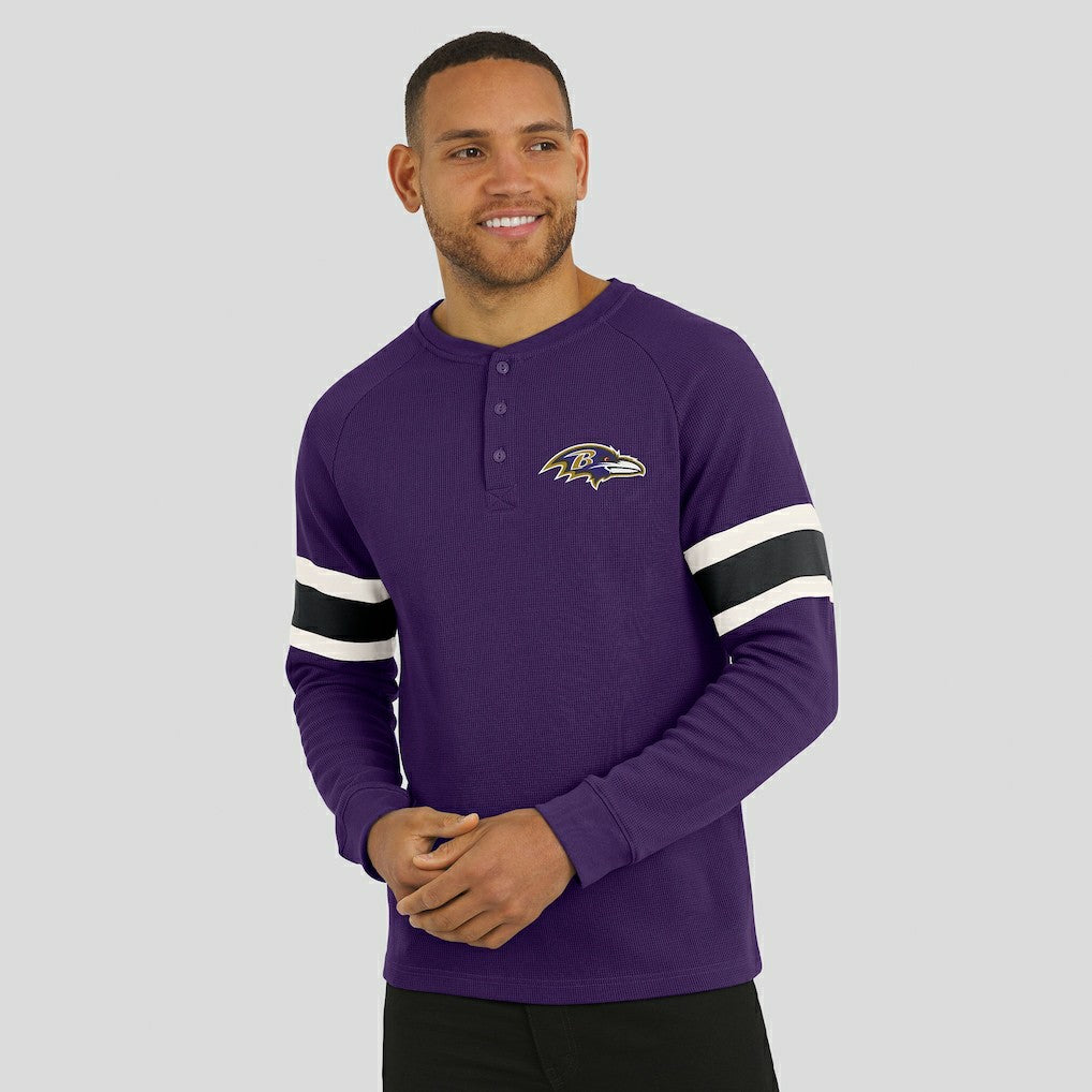 Baltimore Ravens Darius Rucker Collection Waffle-Knit Raglan Long Sleeve Henley T-Shirt Purple - Fanatics