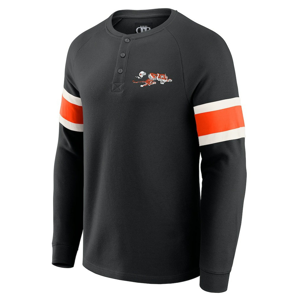 Cincinnati Bengals Darius Rucker Collection Waffle-Knit Raglan Long Sleeve Henley T-Shirt Black - Fanatics