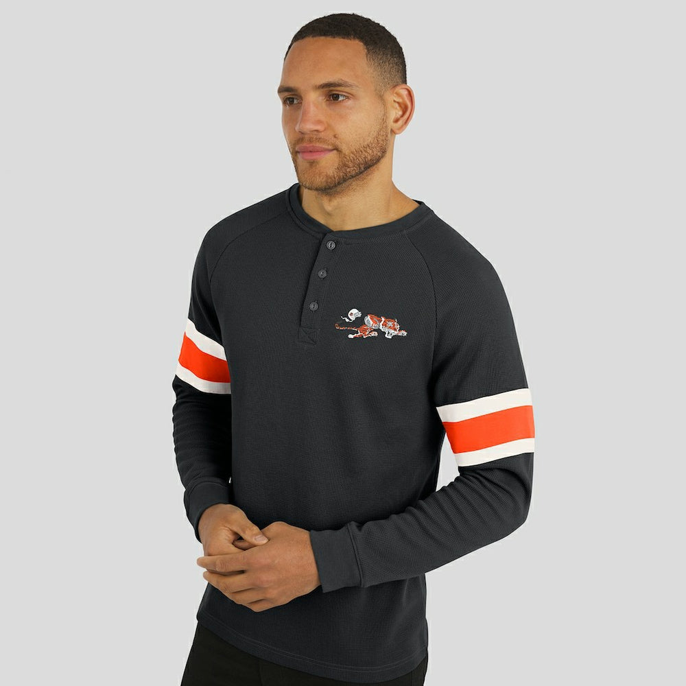 Cincinnati Bengals Darius Rucker Collection Waffle-Knit Raglan Long Sleeve Henley T-Shirt Black - Fanatics