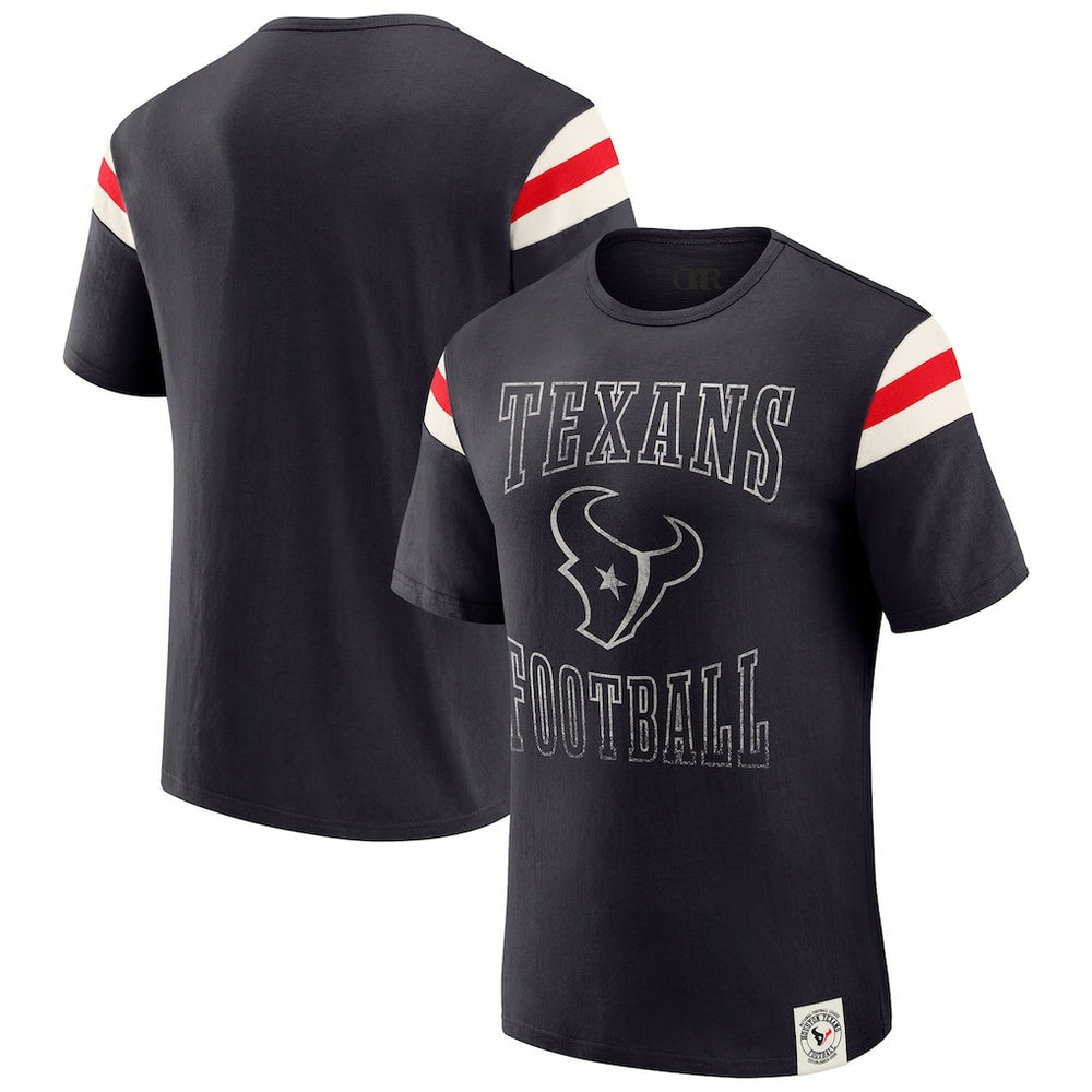 Houston Texans Darius Rucker Collection Football Stripe Sleeve T-Shirt Navy - Fanatics