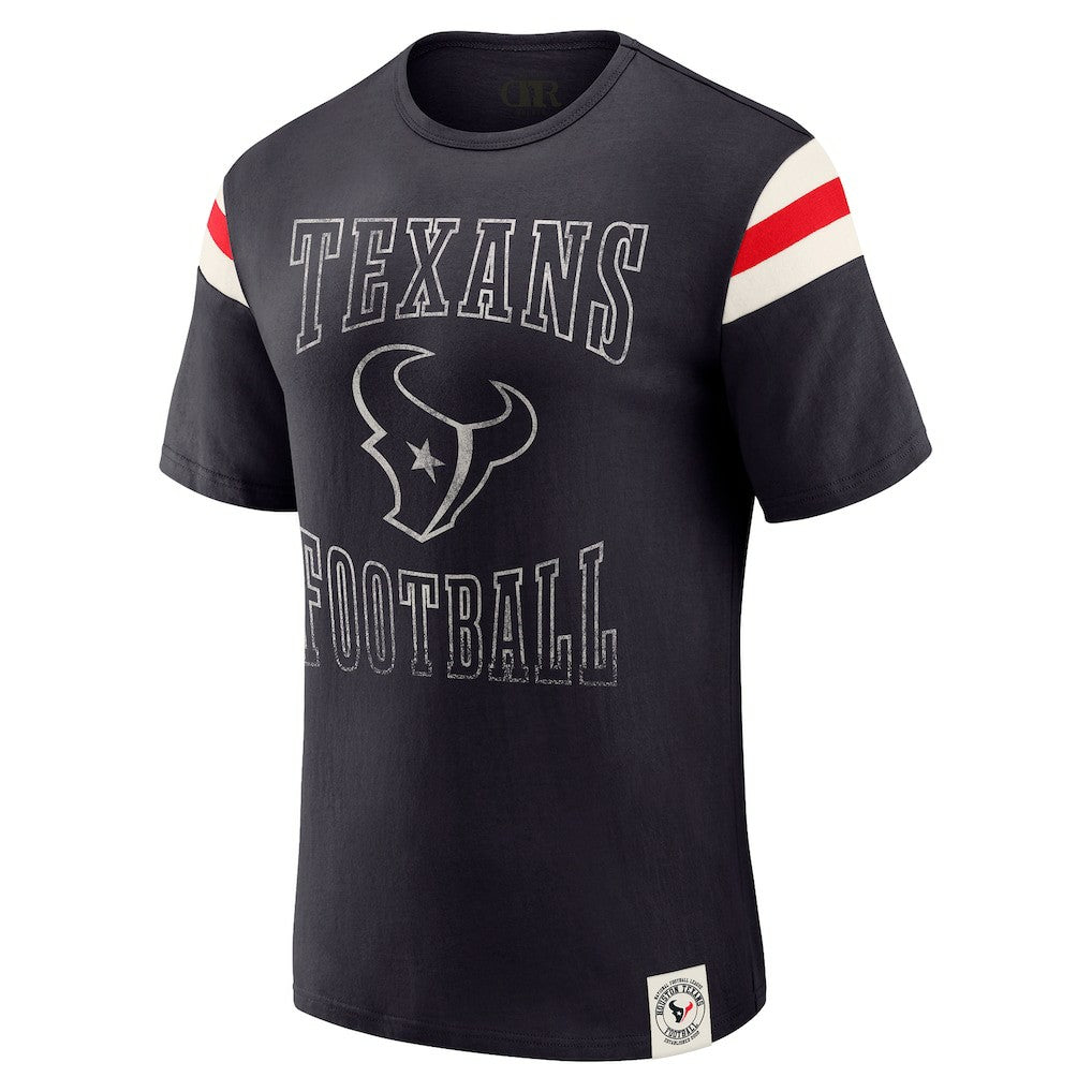 Houston Texans Darius Rucker Collection Football Stripe Sleeve T-Shirt Navy - Fanatics