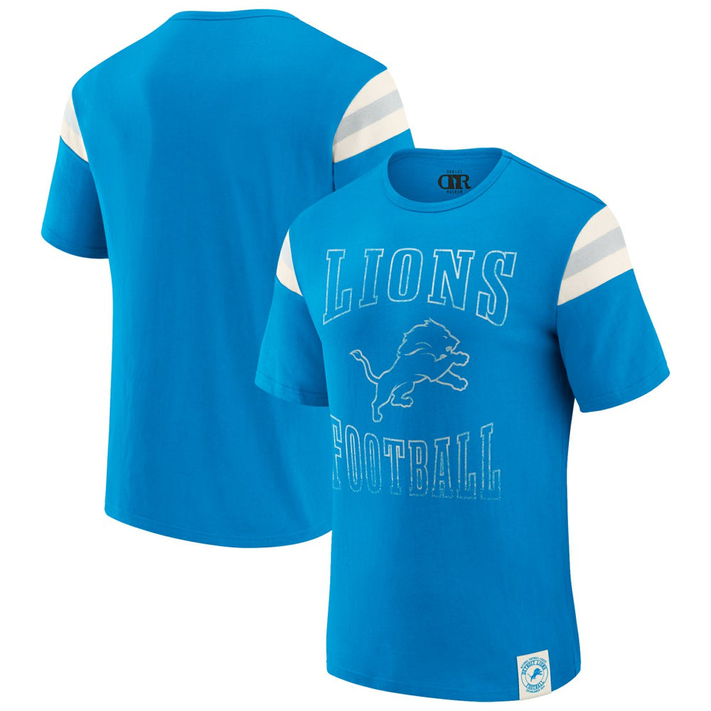 Detroit Lions Darius Rucker Collection Football Stripe Sleeve T-Shirt Blue - Fanatics