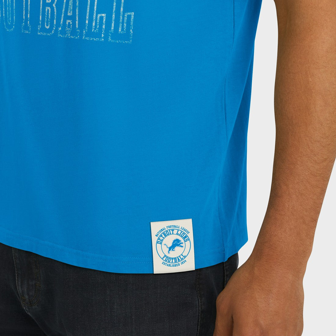 Detroit Lions Darius Rucker Collection Football Stripe Sleeve T-Shirt Blue - Fanatics