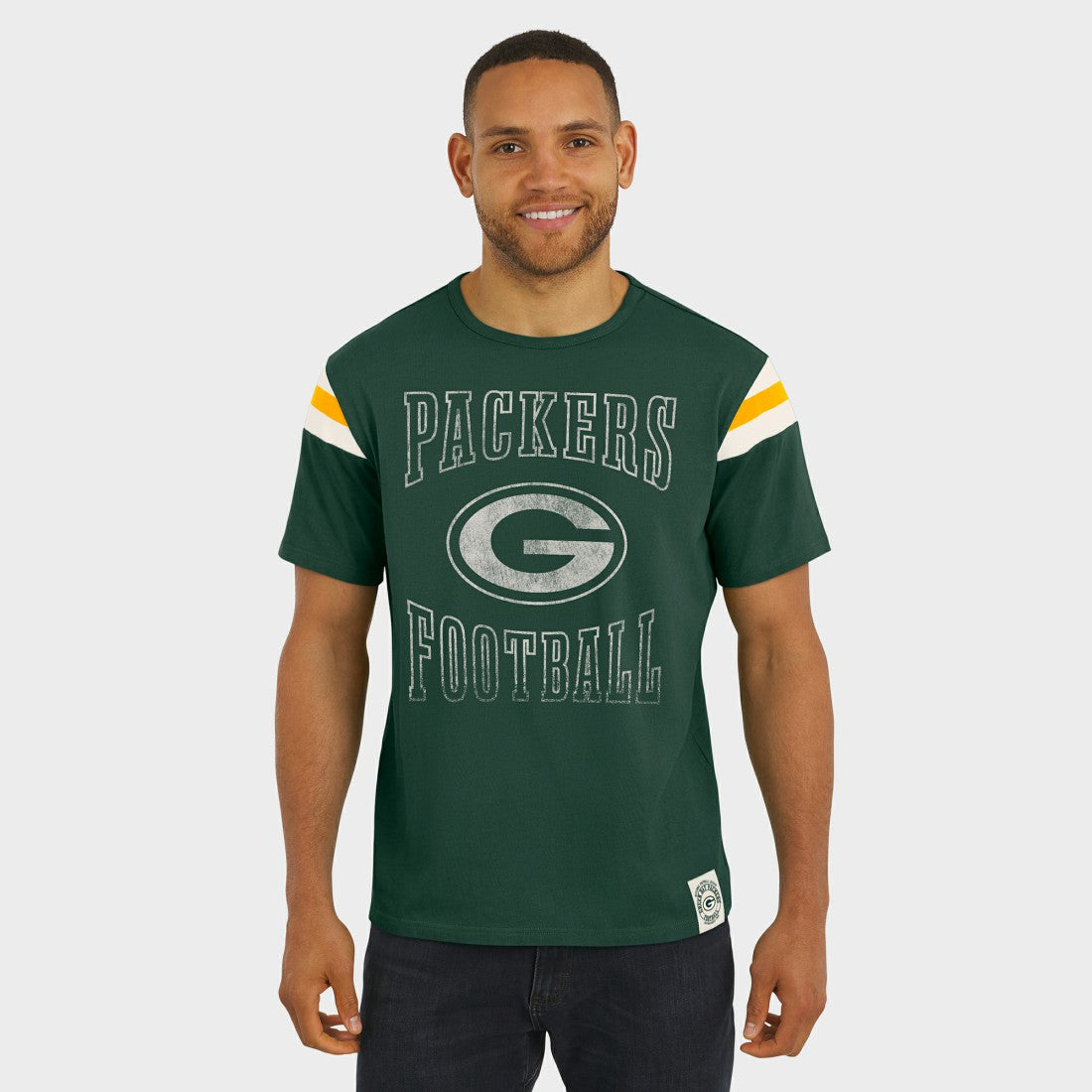 Green Bay Packers Darius Rucker Collection Football Stripe Sleeve T-Shirt Green - Fanatics