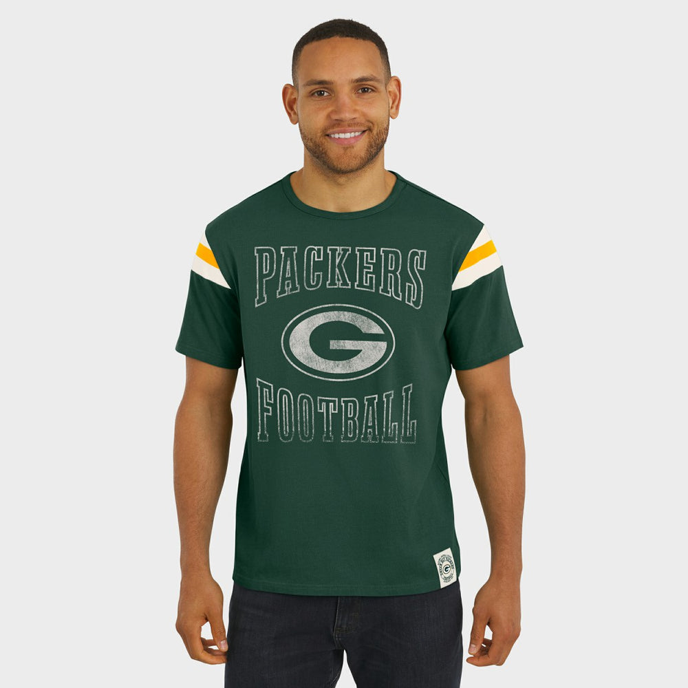 Green Bay Packers Darius Rucker Collection Football Stripe Sleeve T-Shirt Green - Fanatics