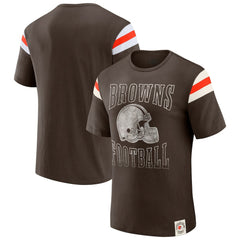 Cleveland Browns Darius Rucker Collection Football Stripe Sleeve T-Shirt Brown - Fanatics