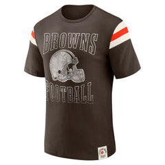 Cleveland Browns Darius Rucker Collection Football Stripe Sleeve T-Shirt Brown - Fanatics