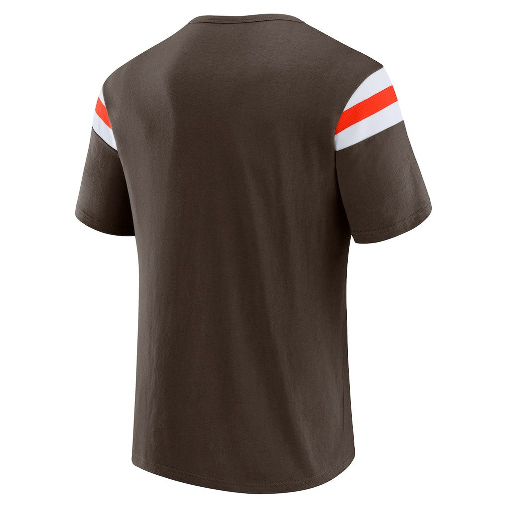 Cleveland Browns Darius Rucker Collection Football Stripe Sleeve T-Shirt Brown - Fanatics