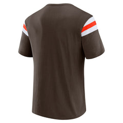 Cleveland Browns Darius Rucker Collection Football Stripe Sleeve T-Shirt Brown - Fanatics