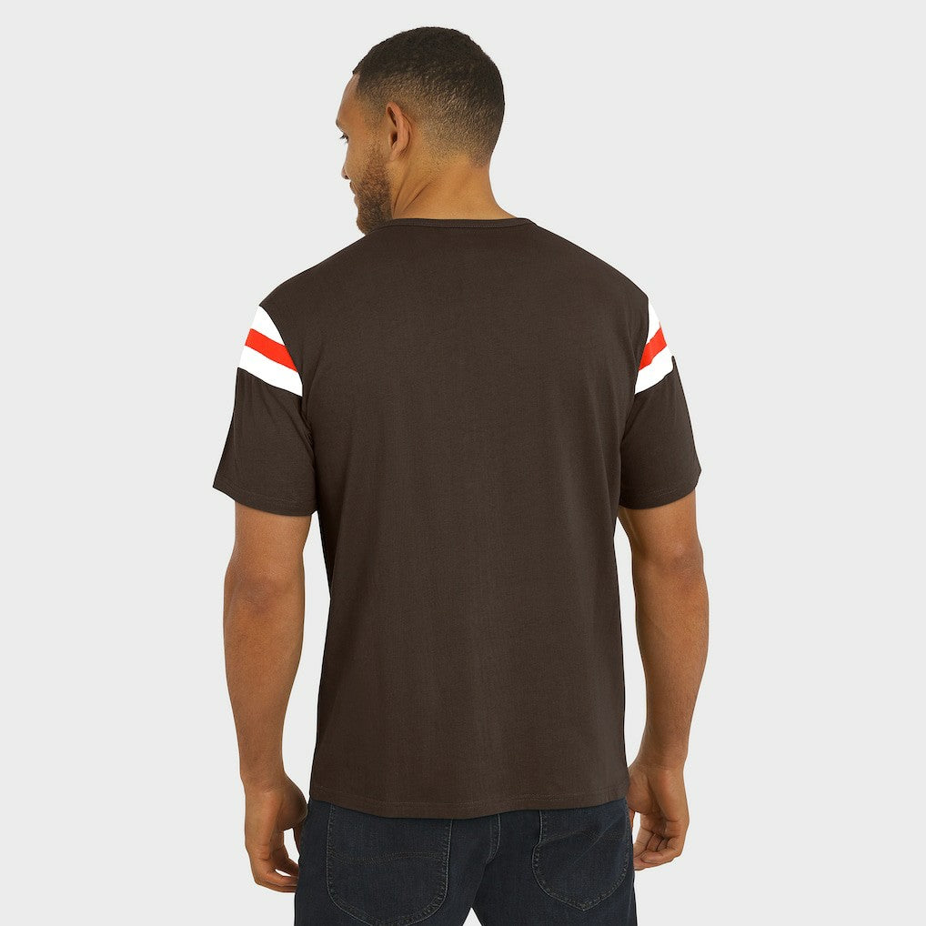 Cleveland Browns Darius Rucker Collection Football Stripe Sleeve T-Shirt Brown - Fanatics