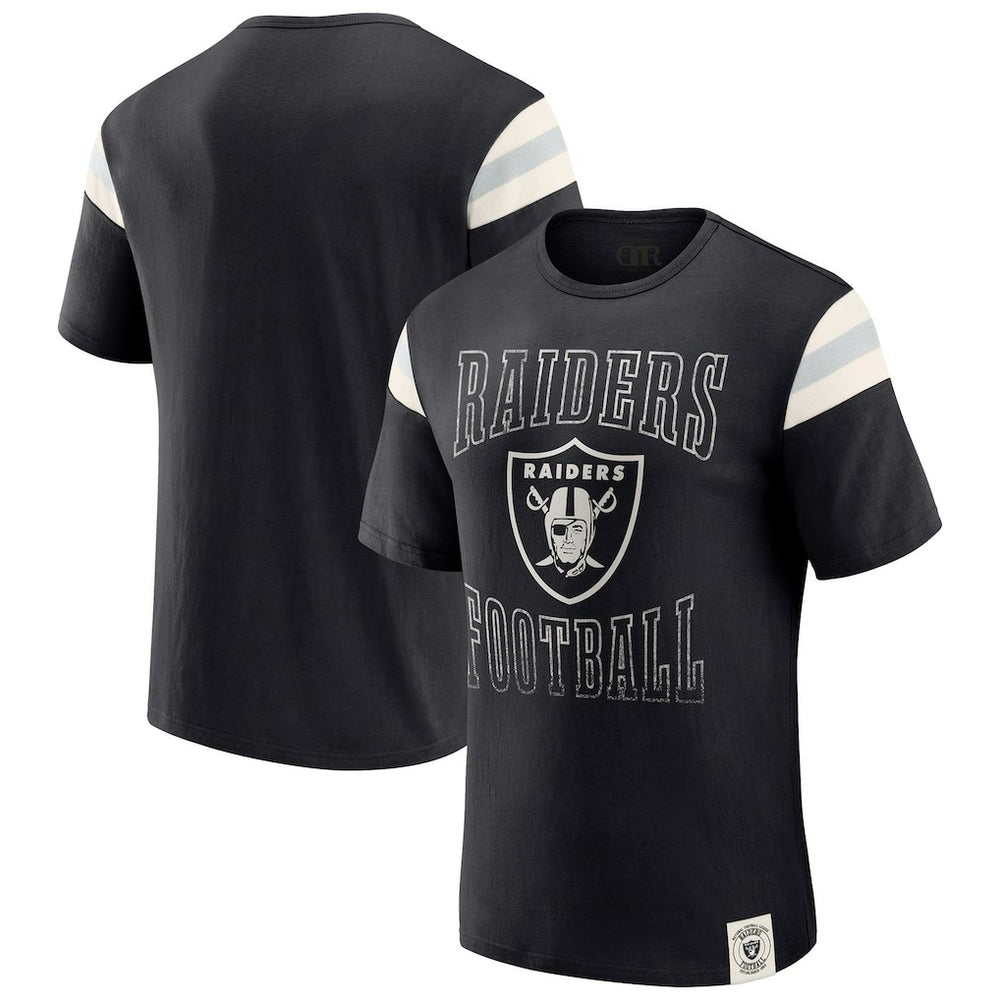 Las Vegas Raiders Darius Rucker Collection Football Stripe Sleeve T-Shirt Black - Fanatics