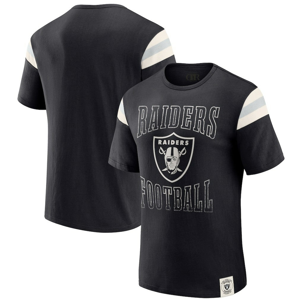 Las Vegas Raiders Darius Rucker Collection Football Stripe Sleeve T-Shirt Black - Fanatics
