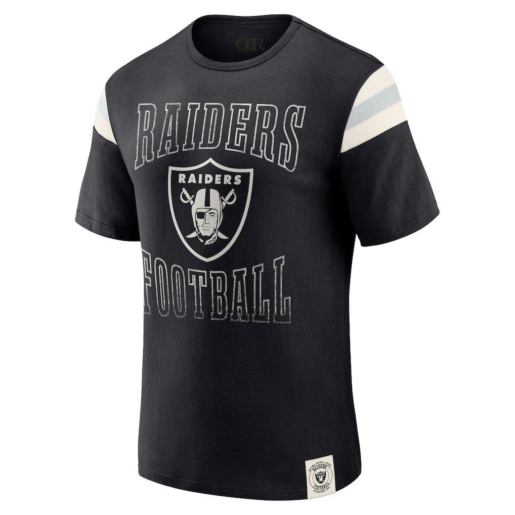 Las Vegas Raiders Darius Rucker Collection Football Stripe Sleeve T-Shirt Black - Fanatics