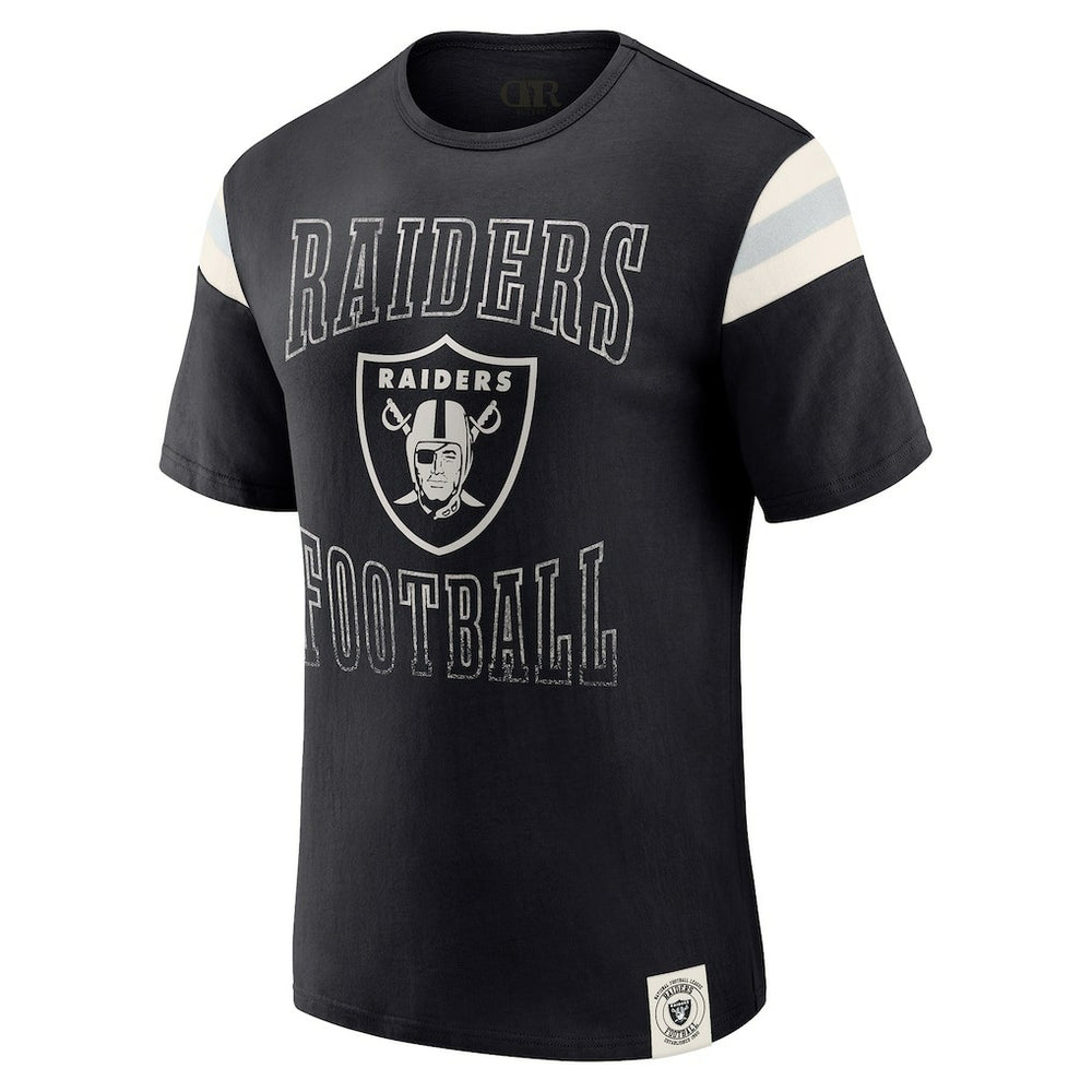 Las Vegas Raiders Darius Rucker Collection Football Stripe Sleeve T-Shirt Black - Fanatics