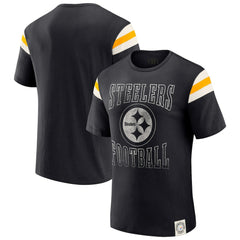 Pittsburgh Steelers Darius Rucker Collection Football Stripe Sleeve T-Shirt Black - Fanatics