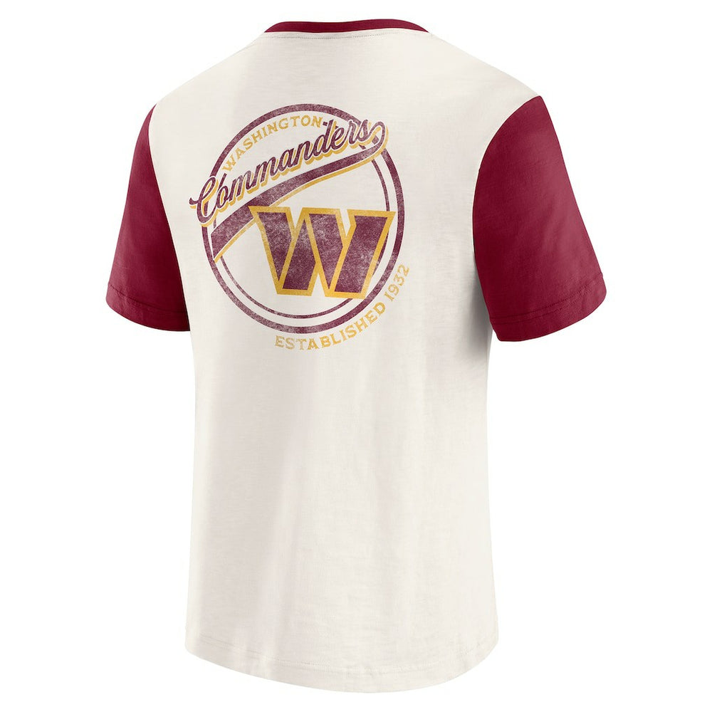 Washington Commanders Darius Rucker Collection Henley Colorblock Slub Pocket T-Shirt Cream - Fanatics