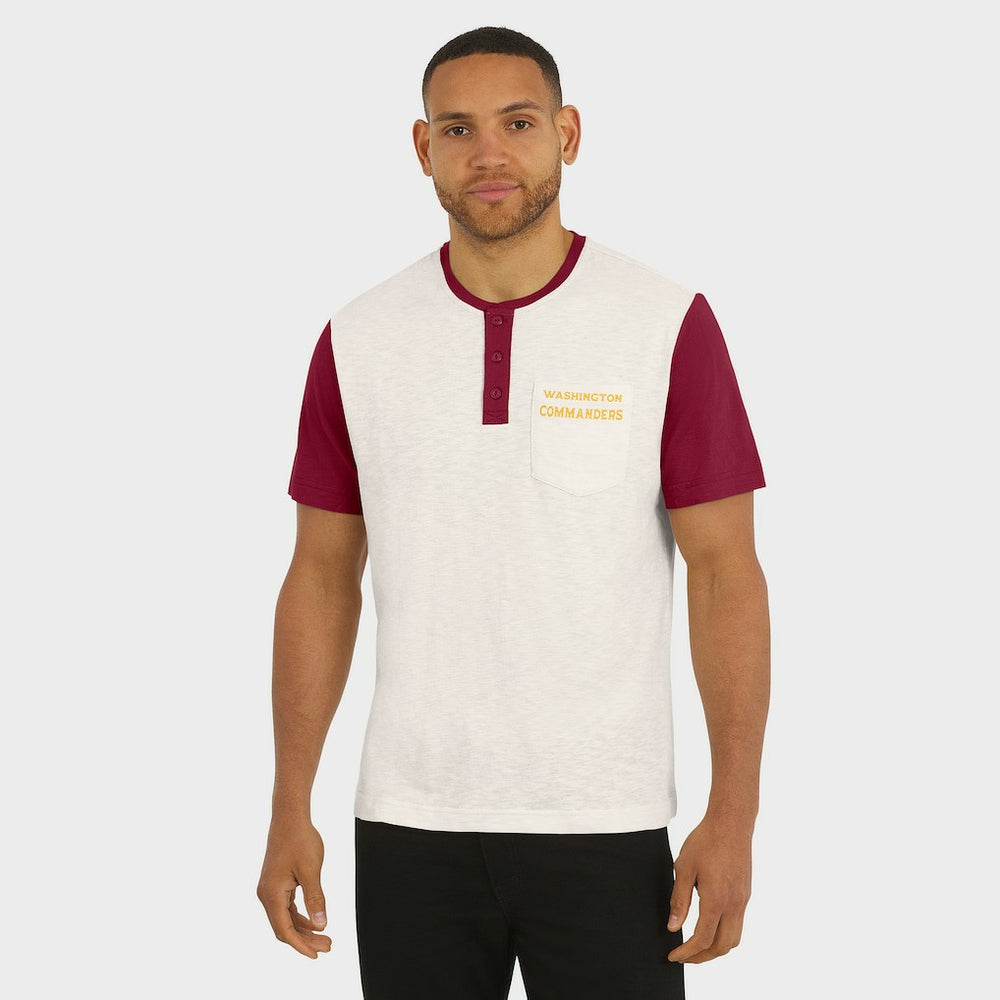 Washington Commanders Darius Rucker Collection Henley Colorblock Slub Pocket T-Shirt Cream - Fanatics