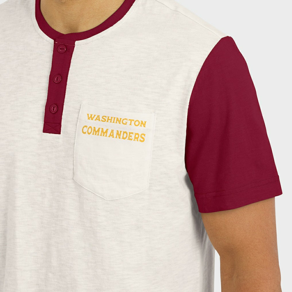Washington Commanders Darius Rucker Collection Henley Colorblock Slub Pocket T-Shirt Cream - Fanatics
