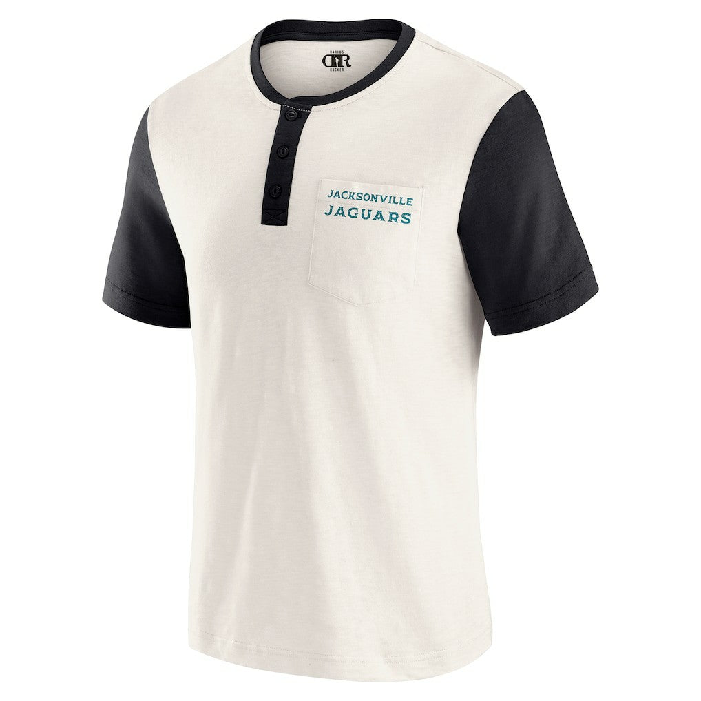 Jacksonville Jaguars Darius Rucker Collection Henley Colorblock Slub Pocket T-Shirt Cream - Fanatics