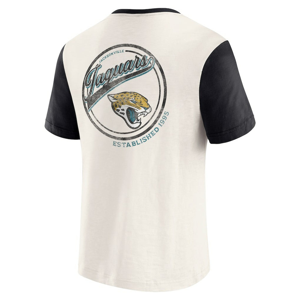 Jacksonville Jaguars Darius Rucker Collection Henley Colorblock Slub Pocket T-Shirt Cream - Fanatics