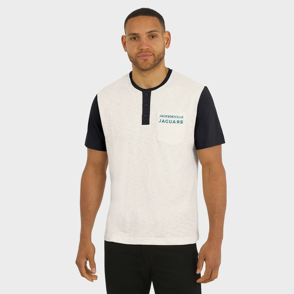 Jacksonville Jaguars Darius Rucker Collection Henley Colorblock Slub Pocket T-Shirt Cream - Fanatics