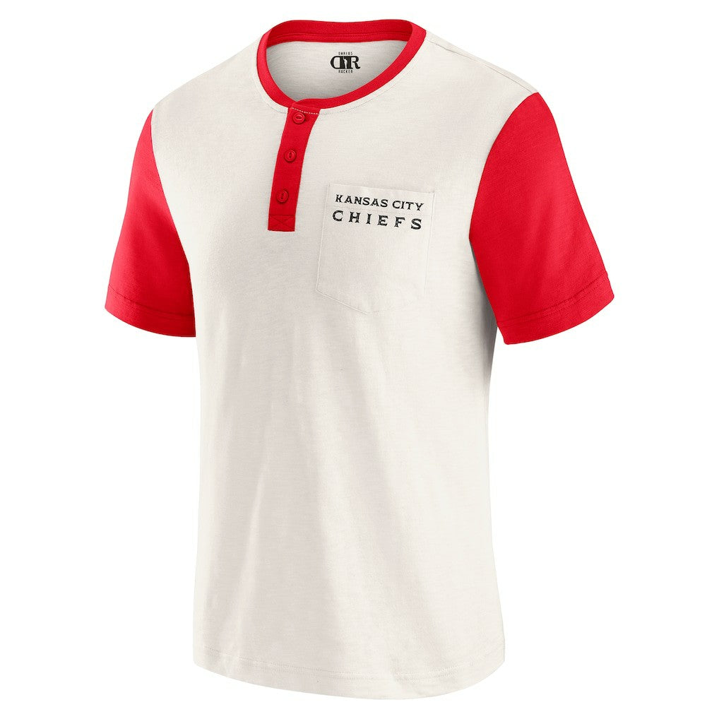 Kansas City Chiefs Darius Rucker Collection Henley Colorblock Slub Pocket T-Shirt Cream - Fanatics