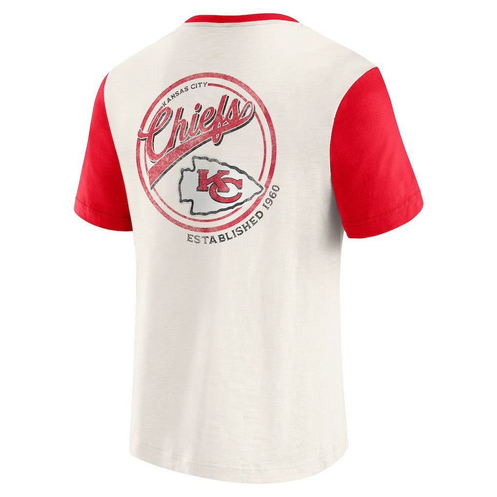 Kansas City Chiefs Darius Rucker Collection Henley Colorblock Slub Pocket T-Shirt Cream - Fanatics