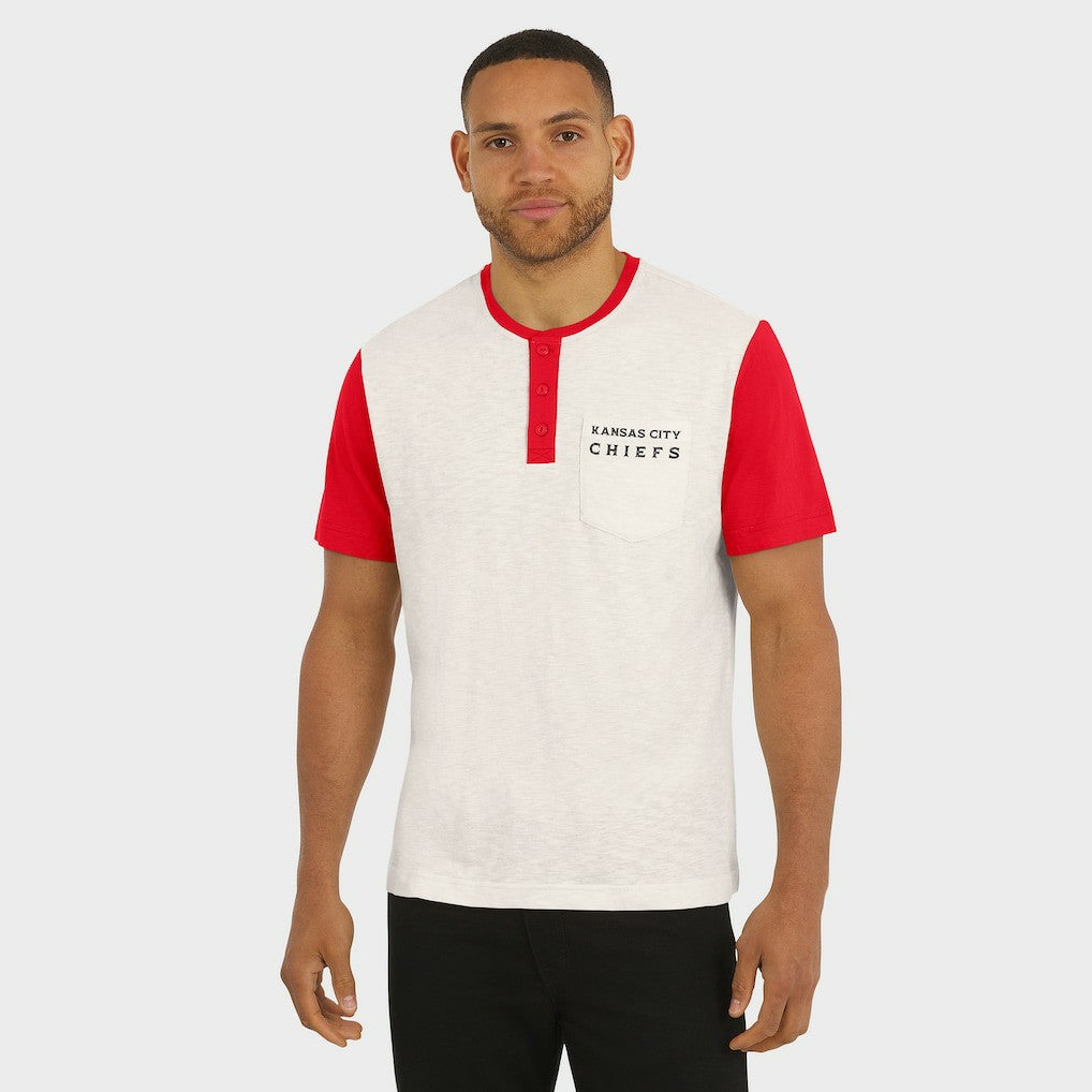 Kansas City Chiefs Darius Rucker Collection Henley Colorblock Slub Pocket T-Shirt Cream - Fanatics