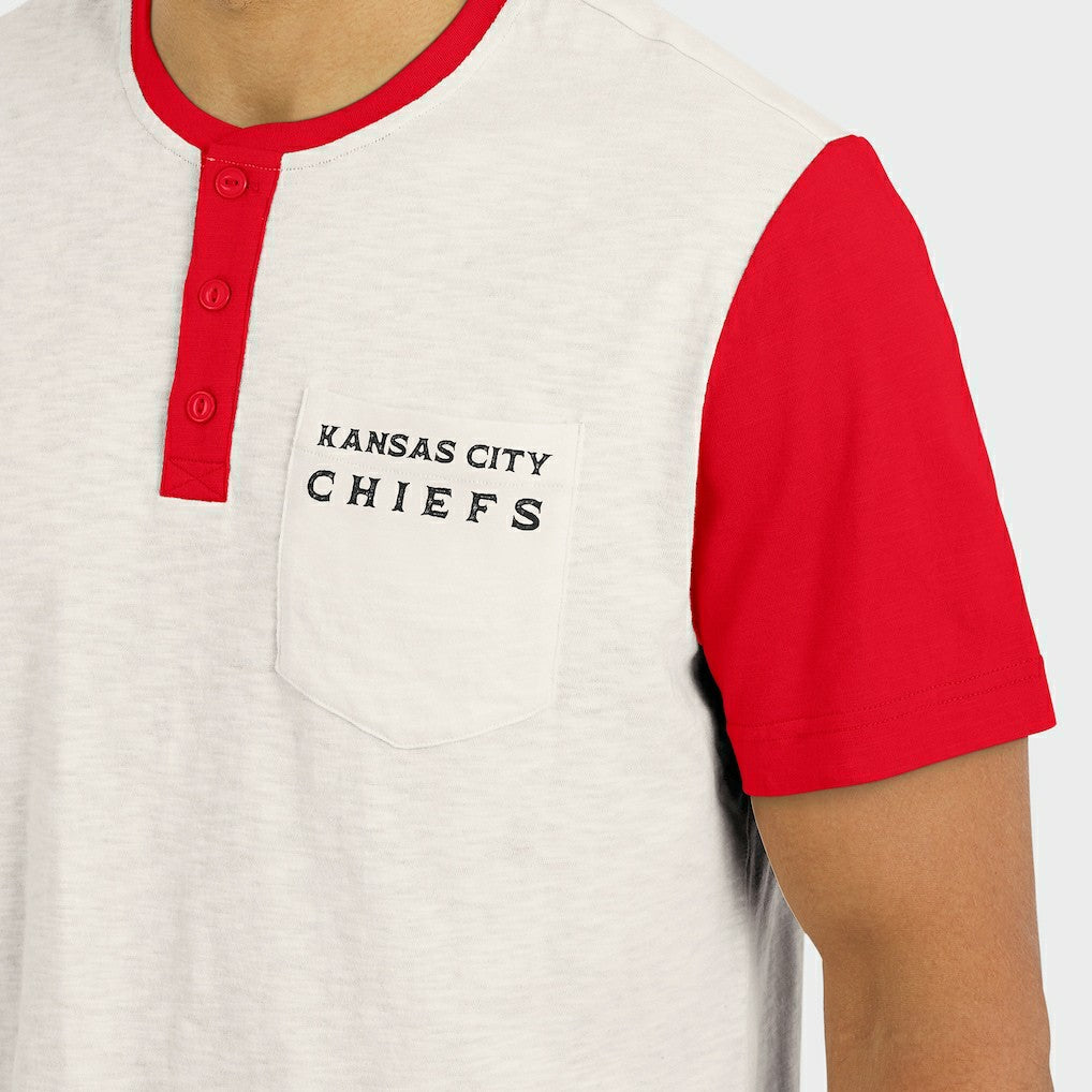 Kansas City Chiefs Darius Rucker Collection Henley Colorblock Slub Pocket T-Shirt Cream - Fanatics