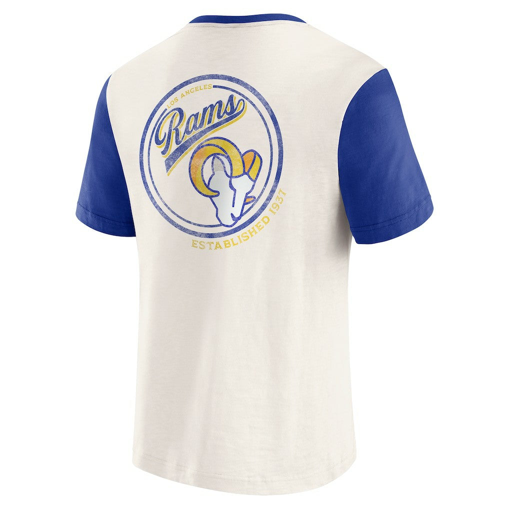 Los Angeles Rams Darius Rucker Collection Henley Colorblock Slub Pocket T-Shirt Cream - Fanatics