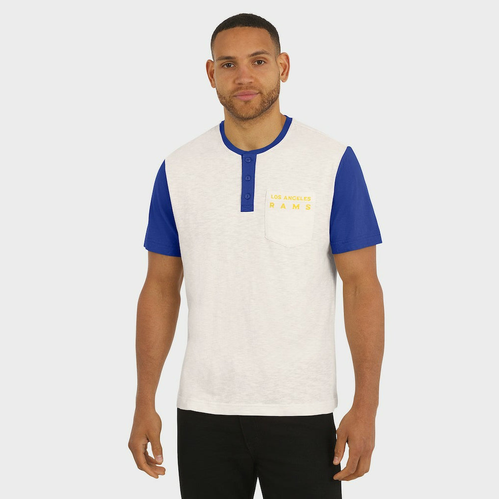 Los Angeles Rams Darius Rucker Collection Henley Colorblock Slub Pocket T-Shirt Cream - Fanatics