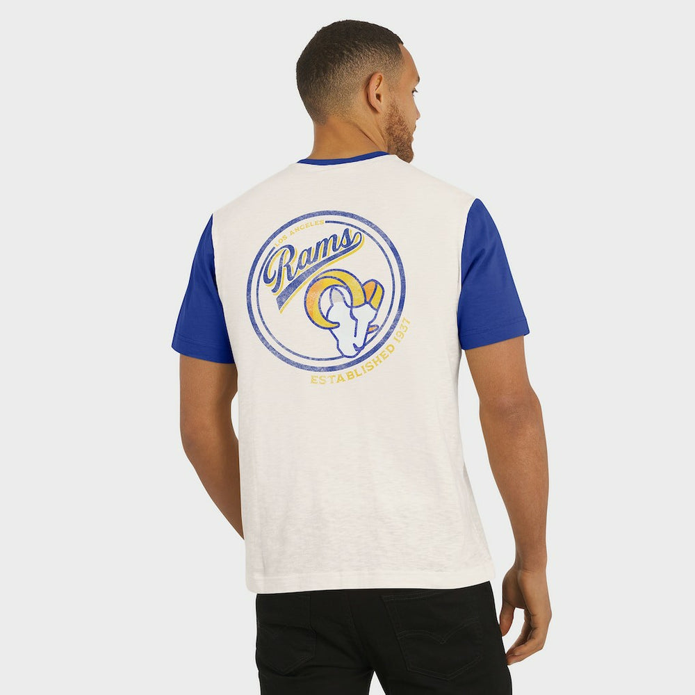 Los Angeles Rams Darius Rucker Collection Henley Colorblock Slub Pocket T-Shirt Cream - Fanatics