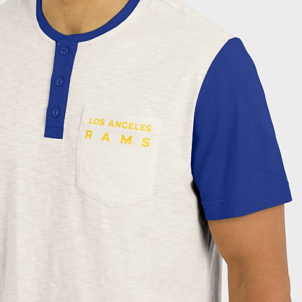 Los Angeles Rams Darius Rucker Collection Henley Colorblock Slub Pocket T-Shirt Cream - Fanatics
