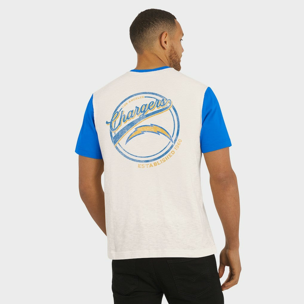Los Angeles Chargers Darius Rucker Collection Henley Colorblock Slub Pocket T-Shirt Cream - Fanatics
