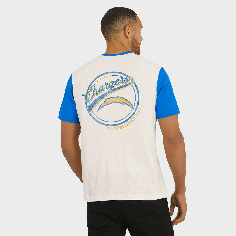 Los Angeles Chargers Darius Rucker Collection Henley Colorblock Slub Pocket T-Shirt Cream - Fanatics