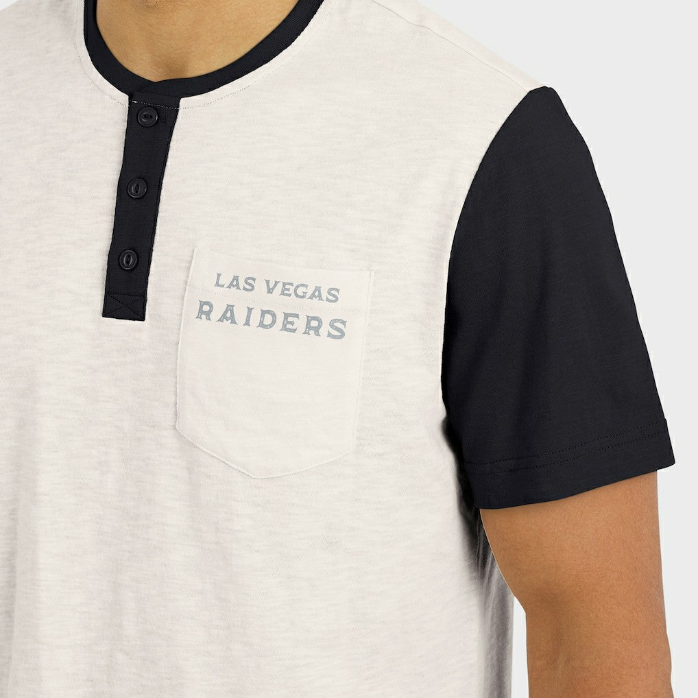 Las Vegas Raiders Darius Rucker Collection Henley Colorblock Slub Pocket T-Shirt Cream - Fanatics